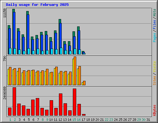 Daily usage for February 2025