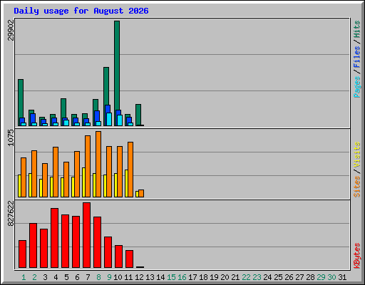 Daily usage for August 2026